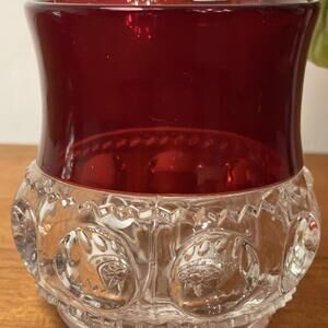 Vintage U.S. Glass Excelsior XLCR Kings Crown Ruby Stain Tumbler / Open Sugar